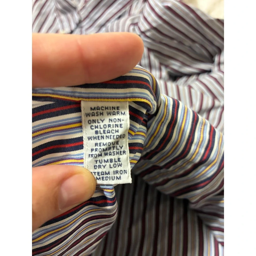 Polo Ralph Lauren Mens Custom Fit Striped Button Down Shirt Blue Red L 16.5